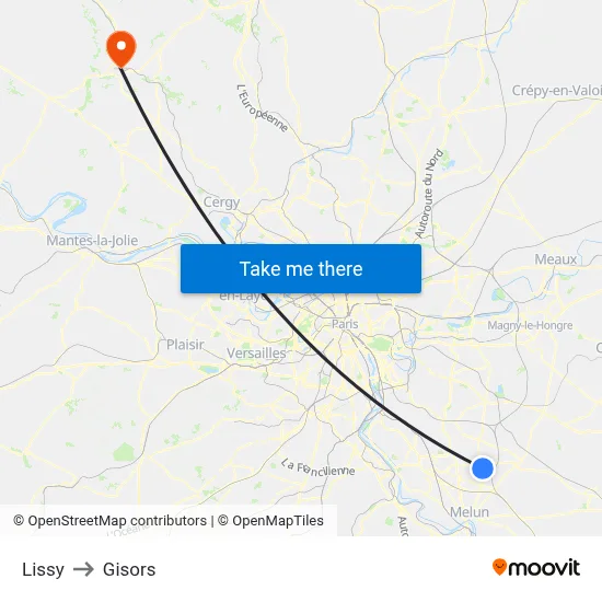 Lissy to Gisors map
