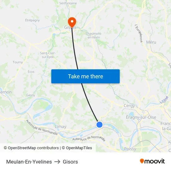 Meulan-En-Yvelines to Gisors map