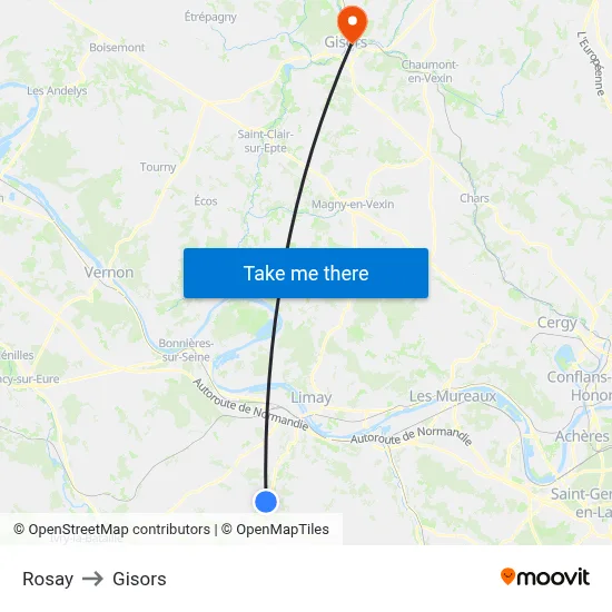 Rosay to Gisors map