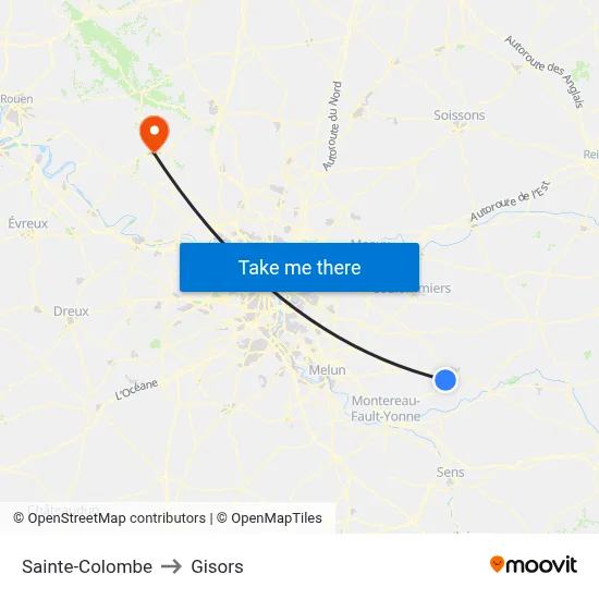 Sainte-Colombe to Gisors map