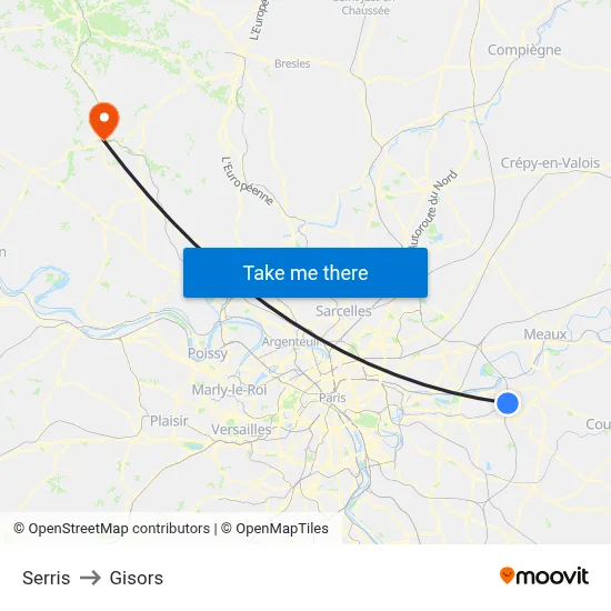 Serris to Gisors map