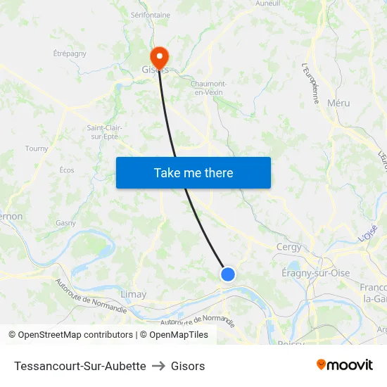 Tessancourt-Sur-Aubette to Gisors map