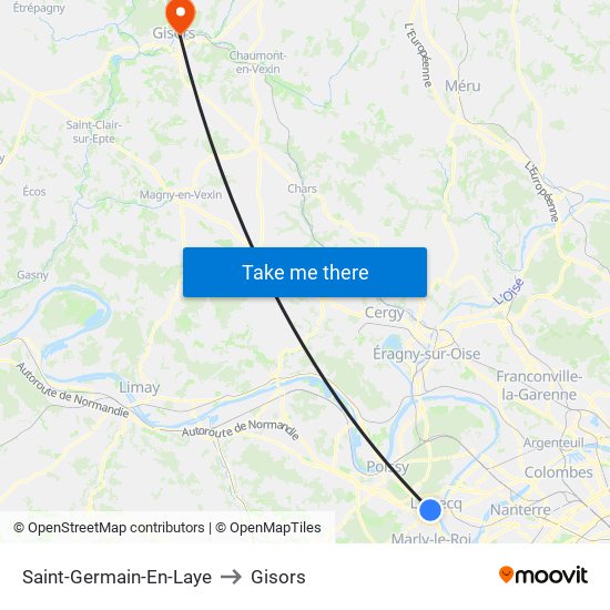 Saint-Germain-En-Laye to Gisors map