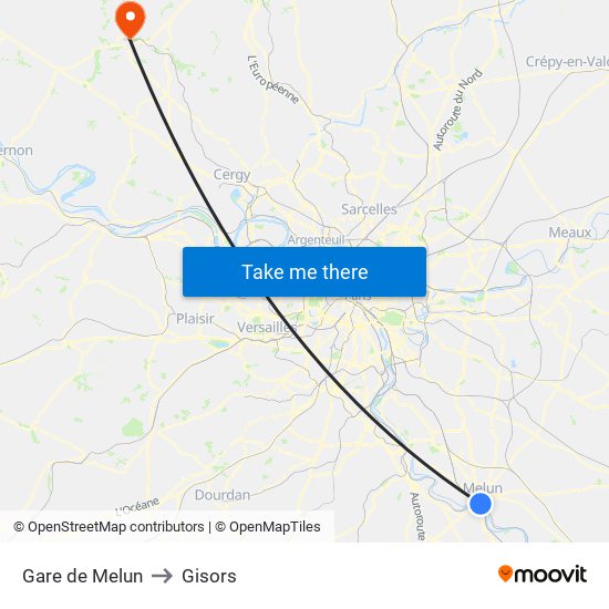 Gare de Melun to Gisors map