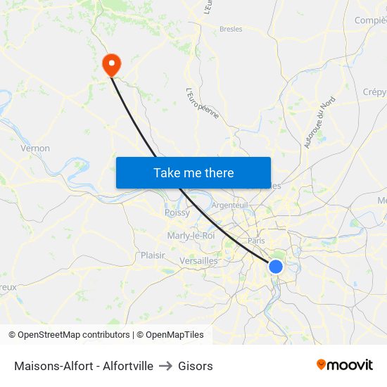 Maisons-Alfort - Alfortville to Gisors map