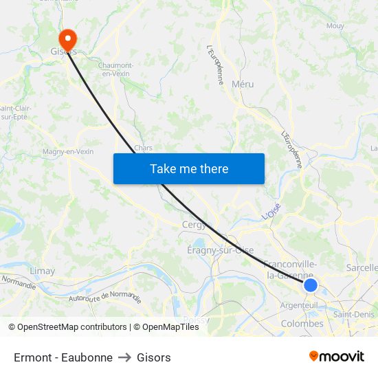 Ermont - Eaubonne to Gisors map
