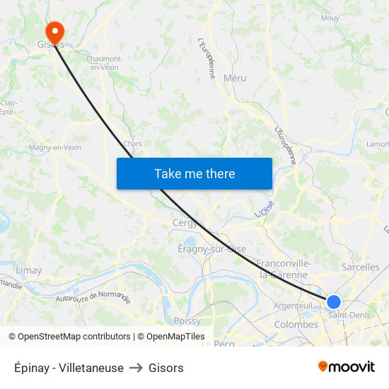 Épinay - Villetaneuse to Gisors map
