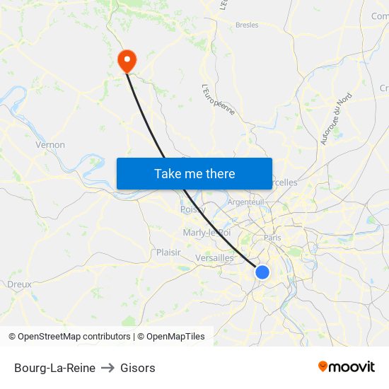 Bourg-La-Reine to Gisors map