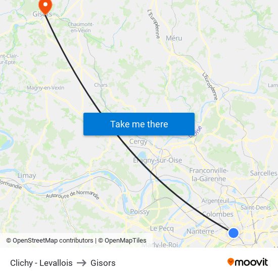 Clichy - Levallois to Gisors map