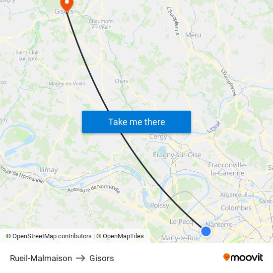 Rueil-Malmaison to Gisors map