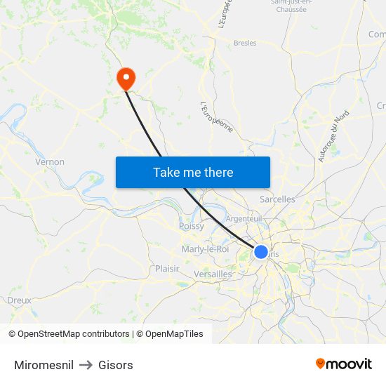 Miromesnil to Gisors map