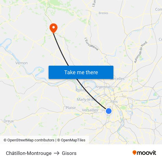 Châtillon-Montrouge to Gisors map