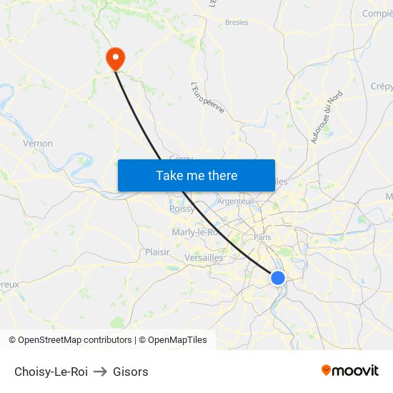 Choisy-Le-Roi to Gisors map