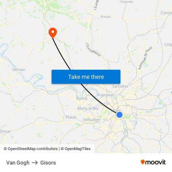 Van Gogh to Gisors map