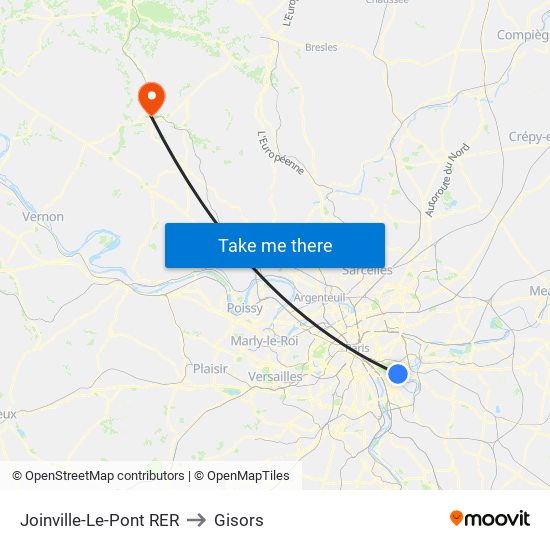 Joinville-Le-Pont RER to Gisors map