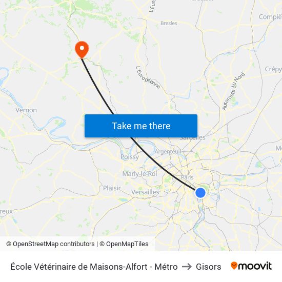 École Vétérinaire de Maisons-Alfort - Métro to Gisors map