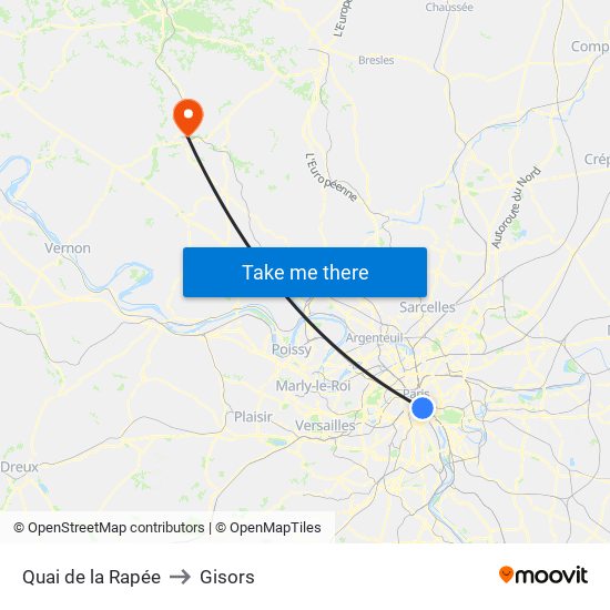 Quai de la Rapée to Gisors map