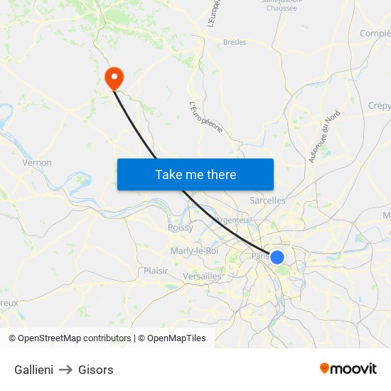 Gallieni to Gisors map