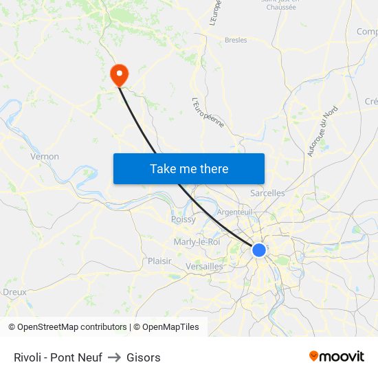 Rivoli - Pont Neuf to Gisors map