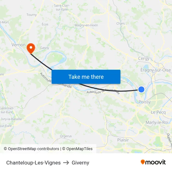 Chanteloup-Les-Vignes to Giverny map