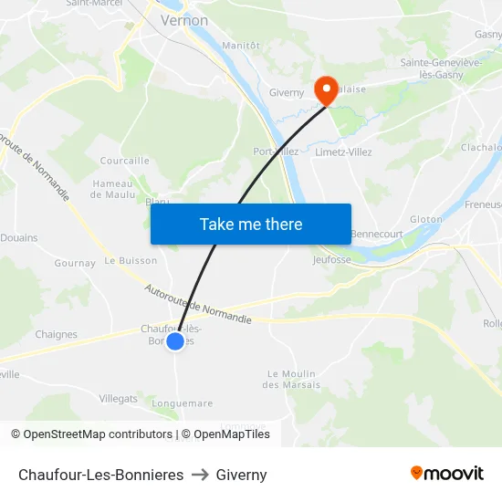 Chaufour-Les-Bonnieres to Giverny map