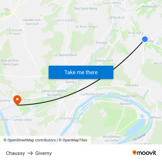 Chaussy to Giverny map