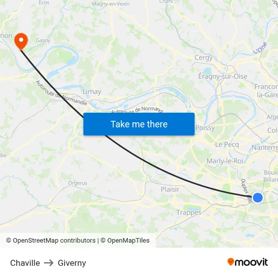 Chaville to Giverny map