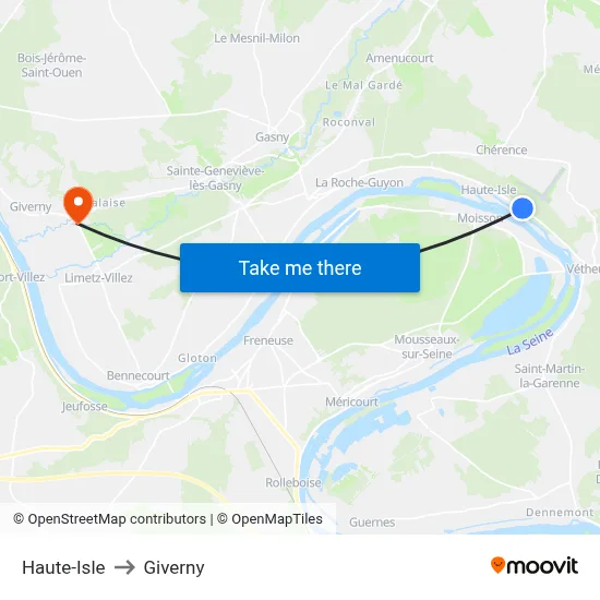Haute-Isle to Giverny map