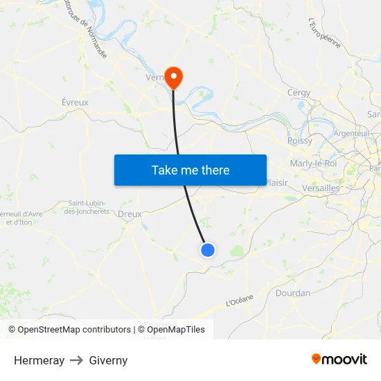 Hermeray to Giverny map