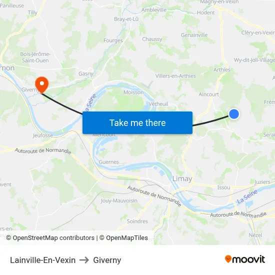 Lainville-En-Vexin to Giverny map