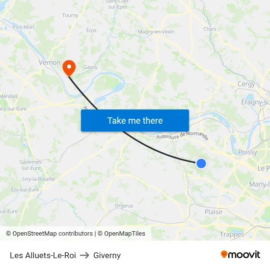 Les Alluets-Le-Roi to Giverny map
