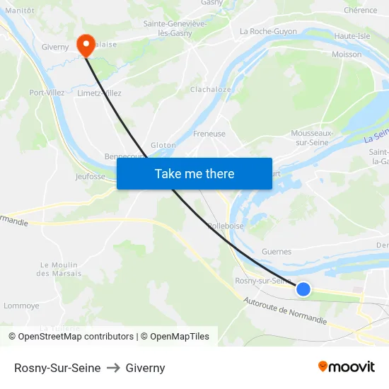 Rosny-Sur-Seine to Giverny map