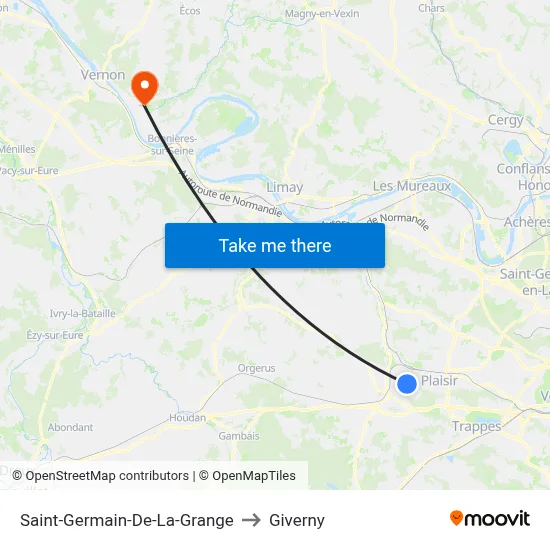 Saint-Germain-De-La-Grange to Giverny map