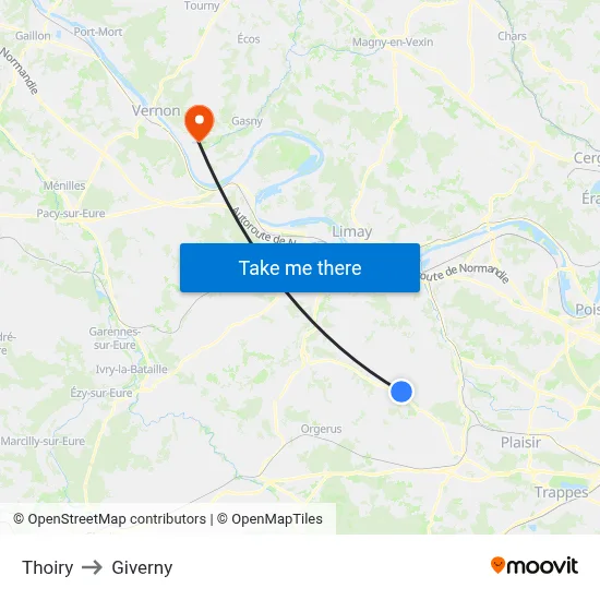 Thoiry to Giverny map