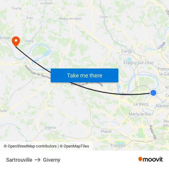 Sartrouville to Giverny map