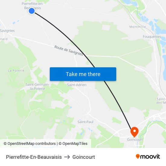 Pierrefitte-En-Beauvaisis to Goincourt map