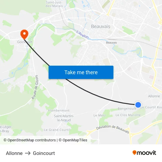 Allonne to Goincourt map