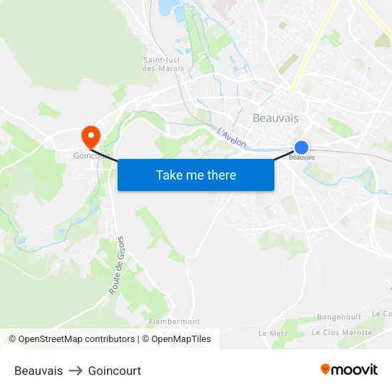 Beauvais to Goincourt map