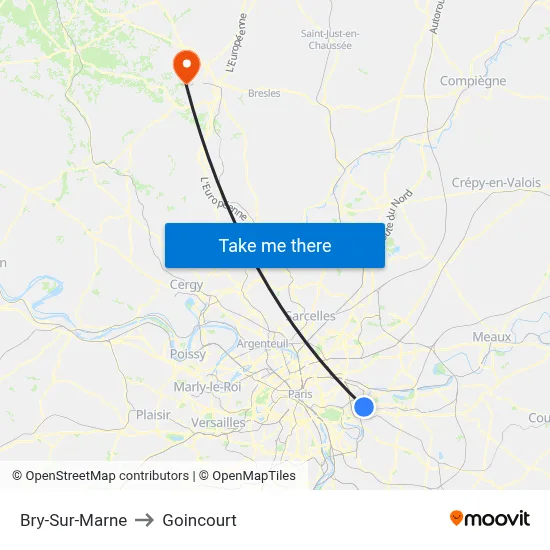 Bry-Sur-Marne to Goincourt map