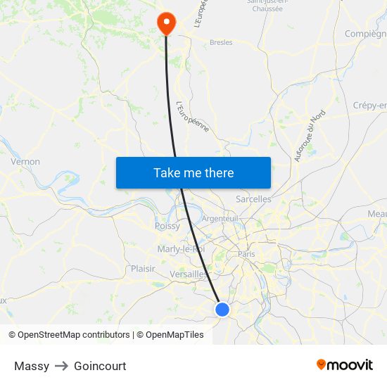 Massy to Goincourt map