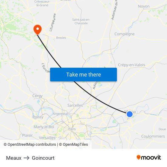 Meaux to Goincourt map