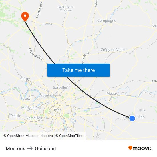 Mouroux to Goincourt map