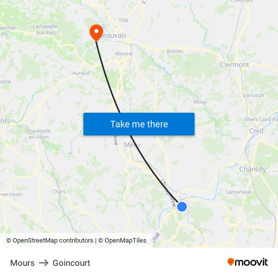 Mours to Goincourt map