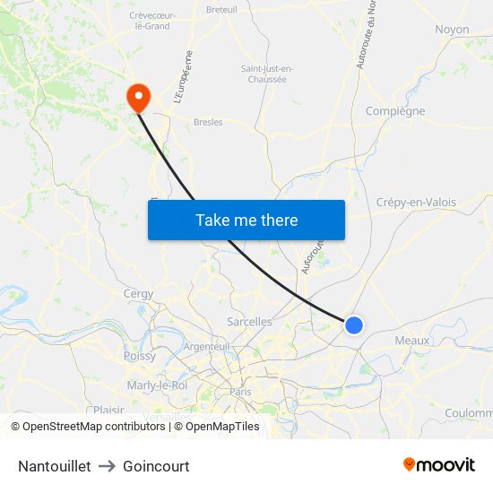 Nantouillet to Goincourt map