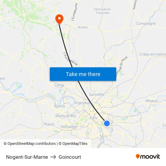 Nogent-Sur-Marne to Goincourt map
