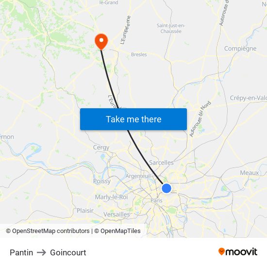 Pantin to Goincourt map