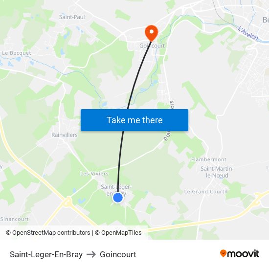 Saint-Leger-En-Bray to Goincourt map