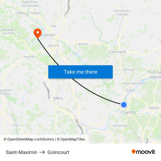 Saint-Maximin to Goincourt map
