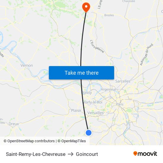 Saint-Remy-Les-Chevreuse to Goincourt map