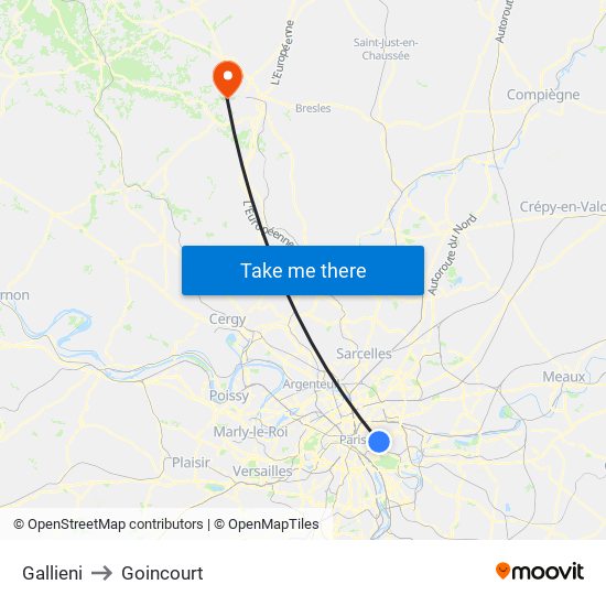 Gallieni to Goincourt map